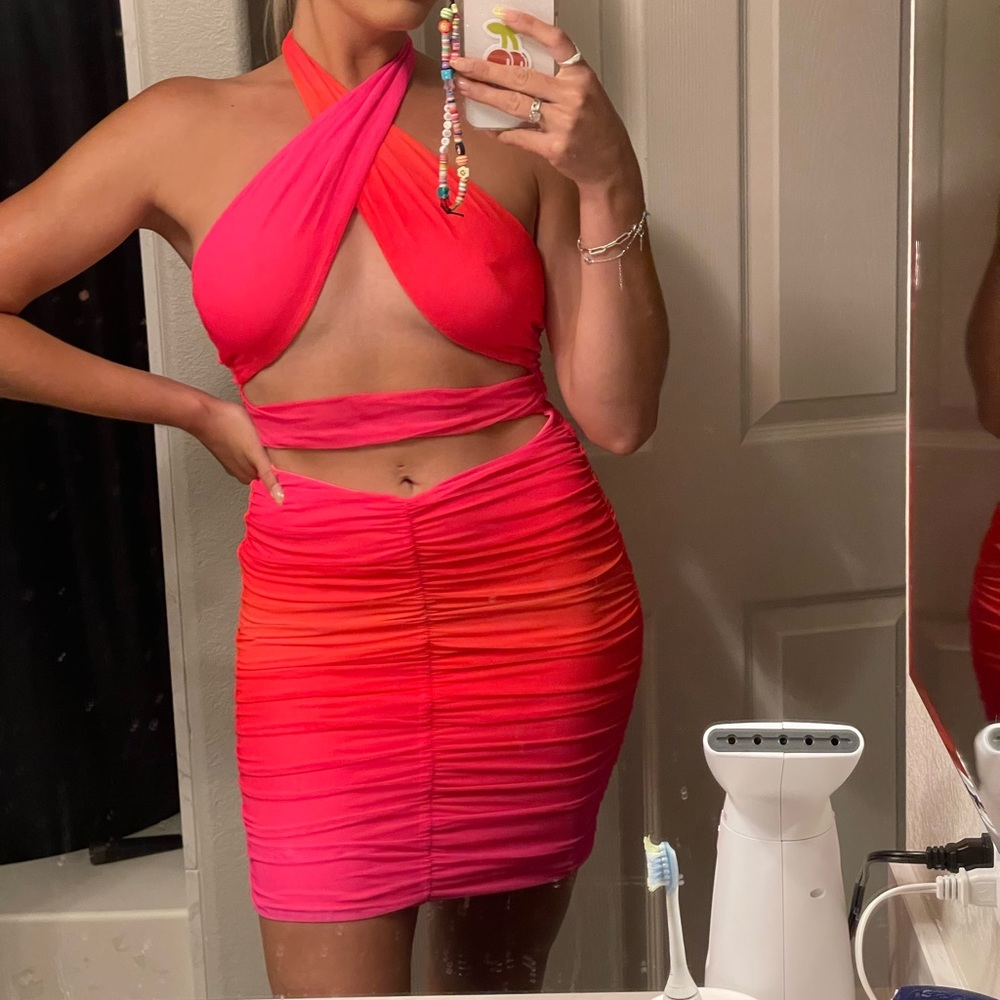 Tiger Mist Pink Halter Dress